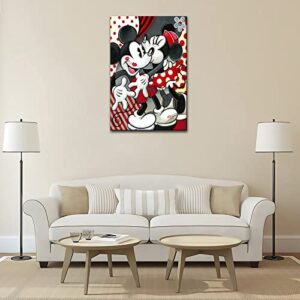 LIINH Mickey and Minnie are Enjoying Each Other's Company Poster Decorative Painting Canvas Wall Art Living Room Posters Bedroom Painting 16x24inch(40x60cm)