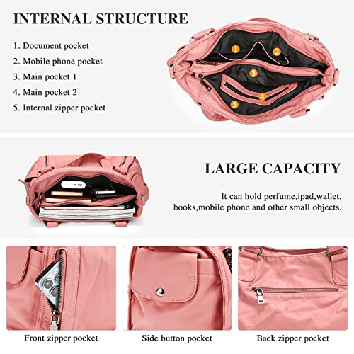 UBORSE Purses for Women Large Hobo Bags Satchel Shoulder Bag Washed PU Leather Tote Bag Top Handle Handbags