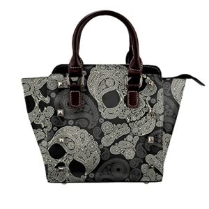 zoyen skulls pattern shoulder handbags pu leather design rivet satchel tote clutch bag for women