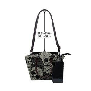 Zoyen Skulls Pattern Shoulder Handbags PU Leather Design Rivet Satchel Tote Clutch Bag For Women