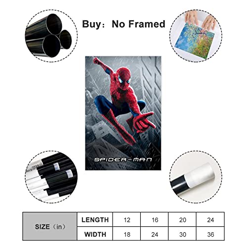 YANSHENG Spider Poster Man Peter Hero Movie Poster Canvas Poster Wall Art Decor Print Picture Paintings for Living Room Bedroom Decoration 12x18inch(30x45cm) Unframe: