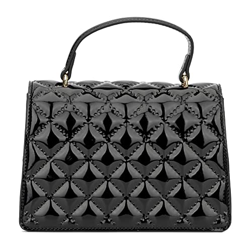 Olivia Miller Women's Fashion Yara PVC Jelly Black Crossbody Bag w Top Handle n Detachable Chain, Evening Casual Purse Handbag