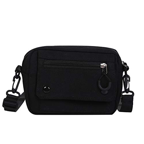 Large Shoulder Tote Tote Canvas Bag Color Women Shoulder Zipper Outdoor Casual Handbag Bag Satchel Men (Black, One Size)