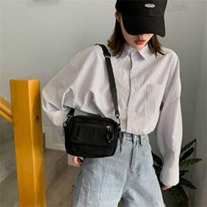 Large Shoulder Tote Tote Canvas Bag Color Women Shoulder Zipper Outdoor Casual Handbag Bag Satchel Men (Black, One Size)