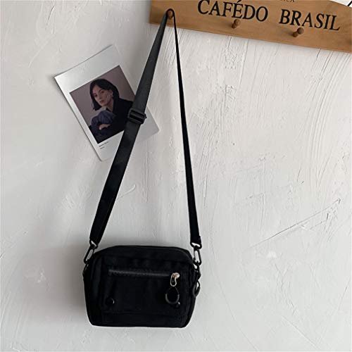 Large Shoulder Tote Tote Canvas Bag Color Women Shoulder Zipper Outdoor Casual Handbag Bag Satchel Men (Black, One Size)