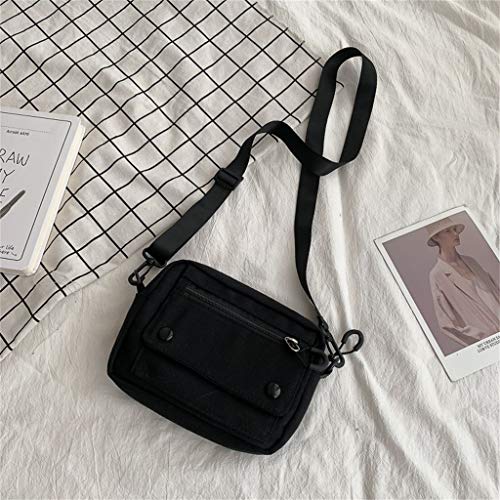 Large Shoulder Tote Tote Canvas Bag Color Women Shoulder Zipper Outdoor Casual Handbag Bag Satchel Men (Black, One Size)