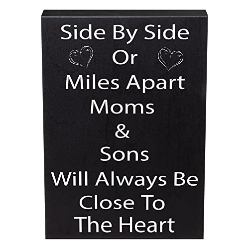 JennyGems Mom Gifts from Son, Mom and Sons Will Always Be Close to the Heart Wooden Sign and Wall Decor, Made in USA