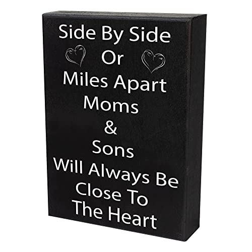 JennyGems Mom Gifts from Son, Mom and Sons Will Always Be Close to the Heart Wooden Sign and Wall Decor, Made in USA
