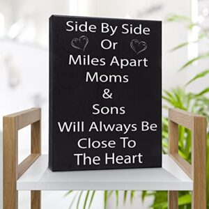 JennyGems Mom Gifts from Son, Mom and Sons Will Always Be Close to the Heart Wooden Sign and Wall Decor, Made in USA
