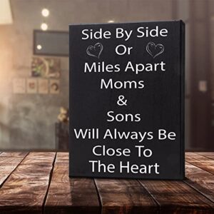 JennyGems Mom Gifts from Son, Mom and Sons Will Always Be Close to the Heart Wooden Sign and Wall Decor, Made in USA