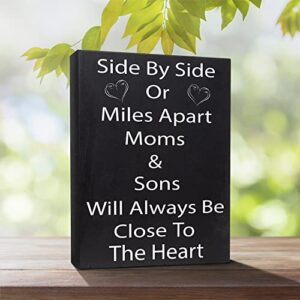 JennyGems Mom Gifts from Son, Mom and Sons Will Always Be Close to the Heart Wooden Sign and Wall Decor, Made in USA