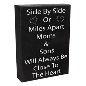 JennyGems Mom Gifts from Son, Mom and Sons Will Always Be Close to the Heart Wooden Sign and Wall Decor, Made in USA