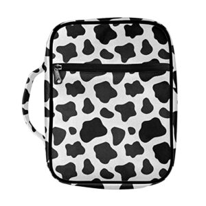 afpanqz classic cow print bible bag bible cover with front zipper pockets bible book case covers portable carrying organizers bible bag tote bag for standard size bible