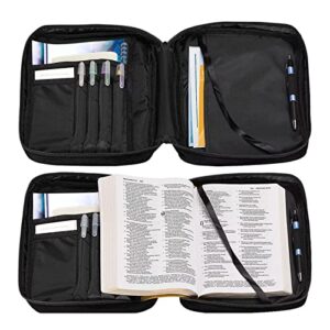 AFPANQZ Classic Cow Print Bible Bag Bible Cover with Front Zipper Pockets Bible Book Case Covers Portable Carrying Organizers Bible Bag Tote Bag for Standard Size Bible