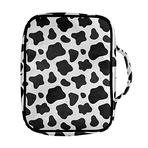 AFPANQZ Classic Cow Print Bible Bag Bible Cover with Front Zipper Pockets Bible Book Case Covers Portable Carrying Organizers Bible Bag Tote Bag for Standard Size Bible