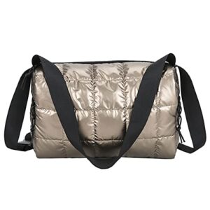 quilted crossbody bag for women puffy shoulder bag padded puffer messenger bag hobo bag with inner pocket