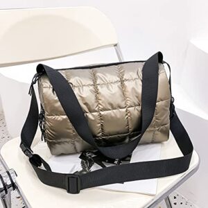 Quilted Crossbody Bag for Women Puffy Shoulder Bag Padded Puffer Messenger Bag Hobo Bag with Inner Pocket