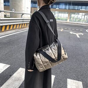 Quilted Crossbody Bag for Women Puffy Shoulder Bag Padded Puffer Messenger Bag Hobo Bag with Inner Pocket