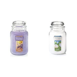 yankee candle lemon lavender scented, classic 22oz large jar single wick candle, over 110 hours of burn time & large jar candle clean cotton