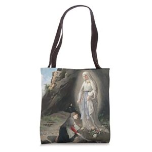 our lady of lourdes st bernadette immaculate mary catholic tote bag