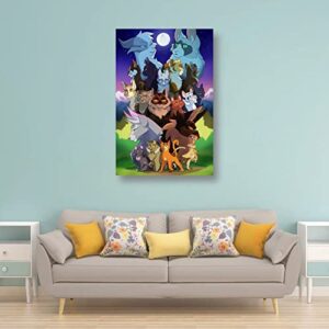 WANGMING Warriors Cats Poster Canvas Wall Art Prints Poster Gifts Photo Picture Painting Posters Room Decor Home Decorative 12x18inch(30x45cm)