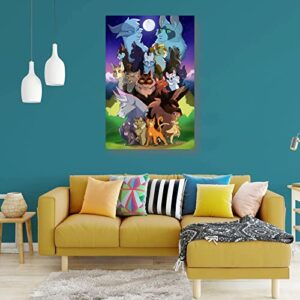 WANGMING Warriors Cats Poster Canvas Wall Art Prints Poster Gifts Photo Picture Painting Posters Room Decor Home Decorative 12x18inch(30x45cm)