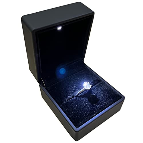 Aiosa Led Ring Box,Seamless Link Design,Jewelry Box,Jewelry display,for Proposal,Engagement,wedding,diamond ring box (Black)