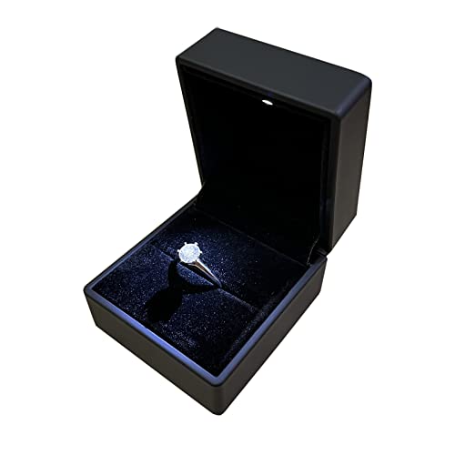 Aiosa Led Ring Box,Seamless Link Design,Jewelry Box,Jewelry display,for Proposal,Engagement,wedding,diamond ring box (Black)