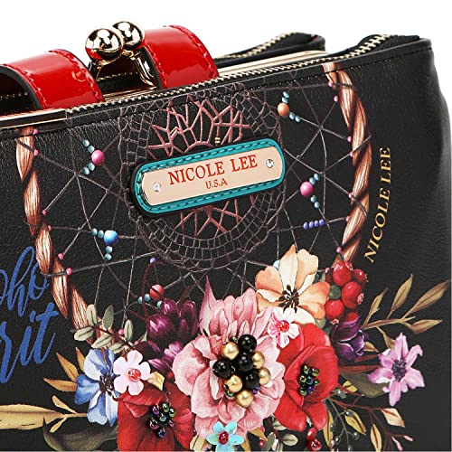 Nicole Lee Bohemian Black Kiss Lock Crossbody