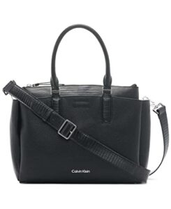 calvin klein rita 2 in 1 organizaional satchel, black/silver