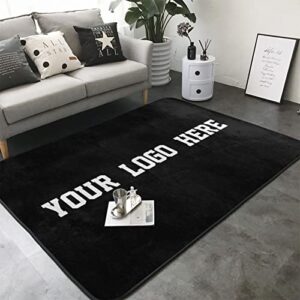 thecooboy custom rug personalized add your own logo image text photo area carpet anti slip washable decorative door mat for home garden office upgrade models 36 x 24 in