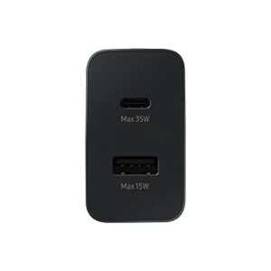 SAMSUNG 35W Dual Port Wall Charger USB C Adapter, Super Fast Charging Block for Galaxy Phones and Devices, Cable Not Included, 2021, US Version, Black