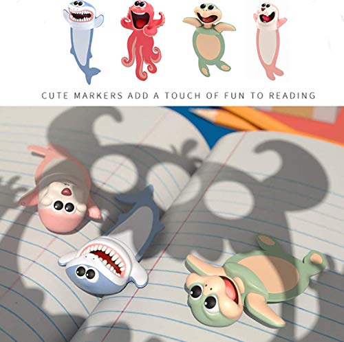 Wacky Bookmark Palz-3d Stereo Kawaii Cartoon Bookmark, 3D Animal Wacky Bookmarks, Christmas Birthday Party Favors Gift for Kids Students（Seal） …