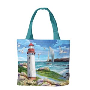 briarwood lane coastal lighthouse summer canvas tote bag 14.5″ x 15″
