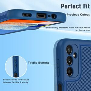 FNTCASE for Samsung Galaxy A14 5G Case: Dual Layer Protective Heavy Duty Cell Phone Cover Shockproof Rugged with Non Slip Textured Back - Military Protection Bumper Tough - 2023, 6.6inch (Navy Blue)