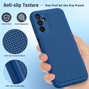 FNTCASE for Samsung Galaxy A14 5G Case: Dual Layer Protective Heavy Duty Cell Phone Cover Shockproof Rugged with Non Slip Textured Back - Military Protection Bumper Tough - 2023, 6.6inch (Navy Blue)