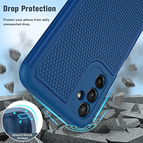 FNTCASE for Samsung Galaxy A14 5G Case: Dual Layer Protective Heavy Duty Cell Phone Cover Shockproof Rugged with Non Slip Textured Back - Military Protection Bumper Tough - 2023, 6.6inch (Navy Blue)