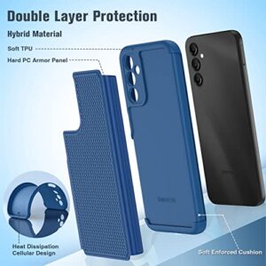 FNTCASE for Samsung Galaxy A14 5G Case: Dual Layer Protective Heavy Duty Cell Phone Cover Shockproof Rugged with Non Slip Textured Back - Military Protection Bumper Tough - 2023, 6.6inch (Navy Blue)