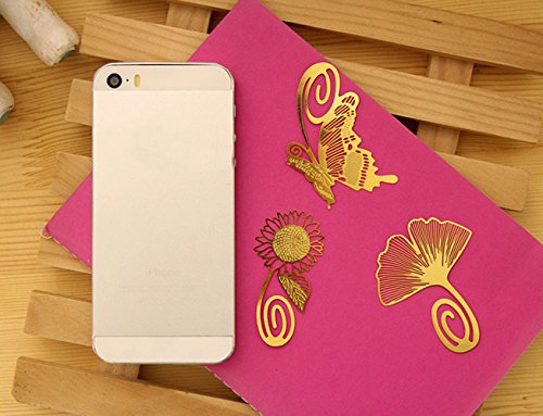yueton Pack of 8 Cute Cartoon Art Feather Butterfly Dragonfly Gingkgo Monkey Pred Perry Sunflower Olive Branch Metal Gold Bookmarks Book Mark Reading New Novelty + Free Gift