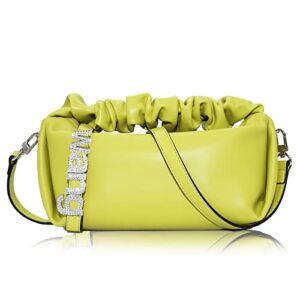 javic small crossbody bags for women mini leather purse shoulder handbags with removable straps, green