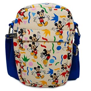 disney bag, cross body, mickey mouse action poses confetti collage, white, vegan leather