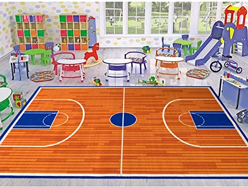 Champion Rugs Sports Theme Basketball Court Theme Area Rug Carpet (5 ft x 7 ft)