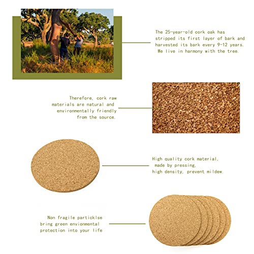 Cork Coasters for Drinks - 50 Pack 3.5" Round Blank Coasters.