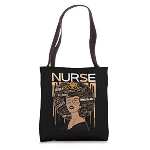 black nurse afro love melanin african american tote bag