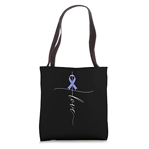 Stomach Cancer Awareness Love Periwinkle Blue Ribbon Tote Bag