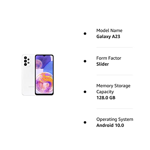 SAMSUNG Galaxy A23 (SM-A235M/DS) Dual SIM,128 GB 4GB RAM, Factory Unlocked GSM, International Version - No Warranty - (White)