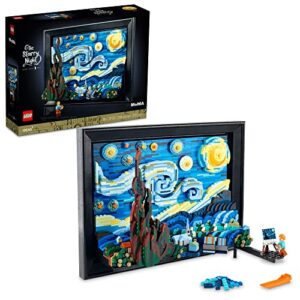 lego ideas vincent van gogh – the starry night 21333, unique 3d wall art home décor piece with artist minifigure, creative crafts set for adults