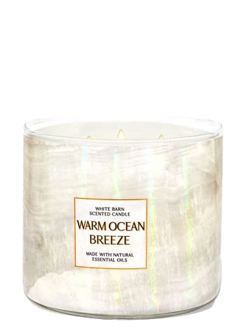 Bath & Body Works, White Barn 3-Wick Candle w/Essential Oils - 14.5 oz - 2022 Spring Scents (Warm Ocean Breeze)