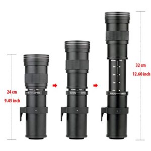 Lightdow 420-800mm f/8.3 Manual Zoom Super Telephoto Lens + T-Mount for Canon EOS Rebel T3 T3i T4i T5 T5i T6 T6i T6s T7 T7i SL1 SL2 6D 7D 7D 60D 70D 77D 80D 5D II/III/IV DSLR Camera Lenses