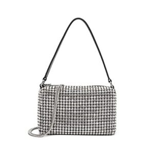 allsolvable rhinestone crossbody bags women blingbling sparkle clutch purse crystal clutch shoulder handbags silver